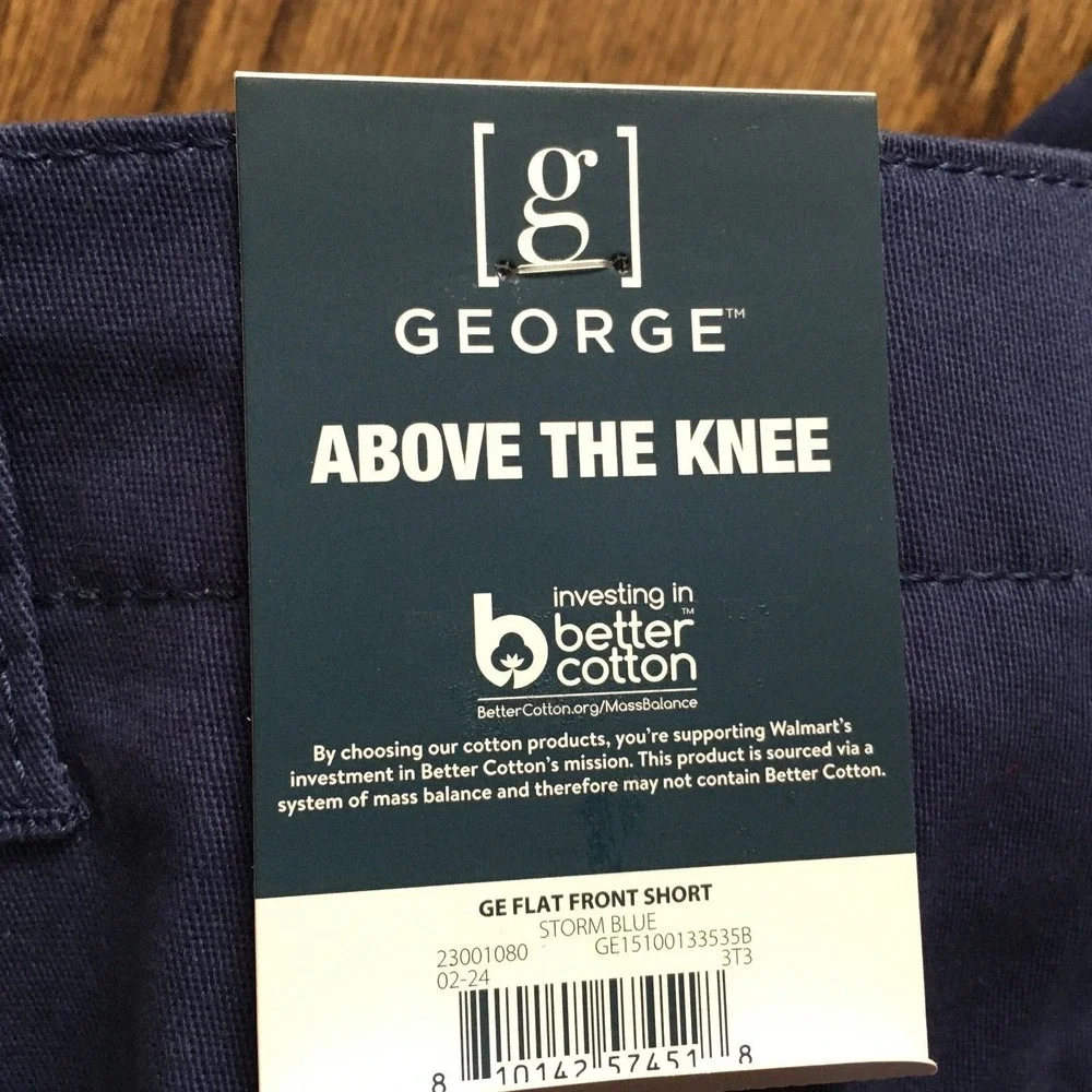 George Shorts Mens 46 Blue Flat Front Above the Knee Stretch 9